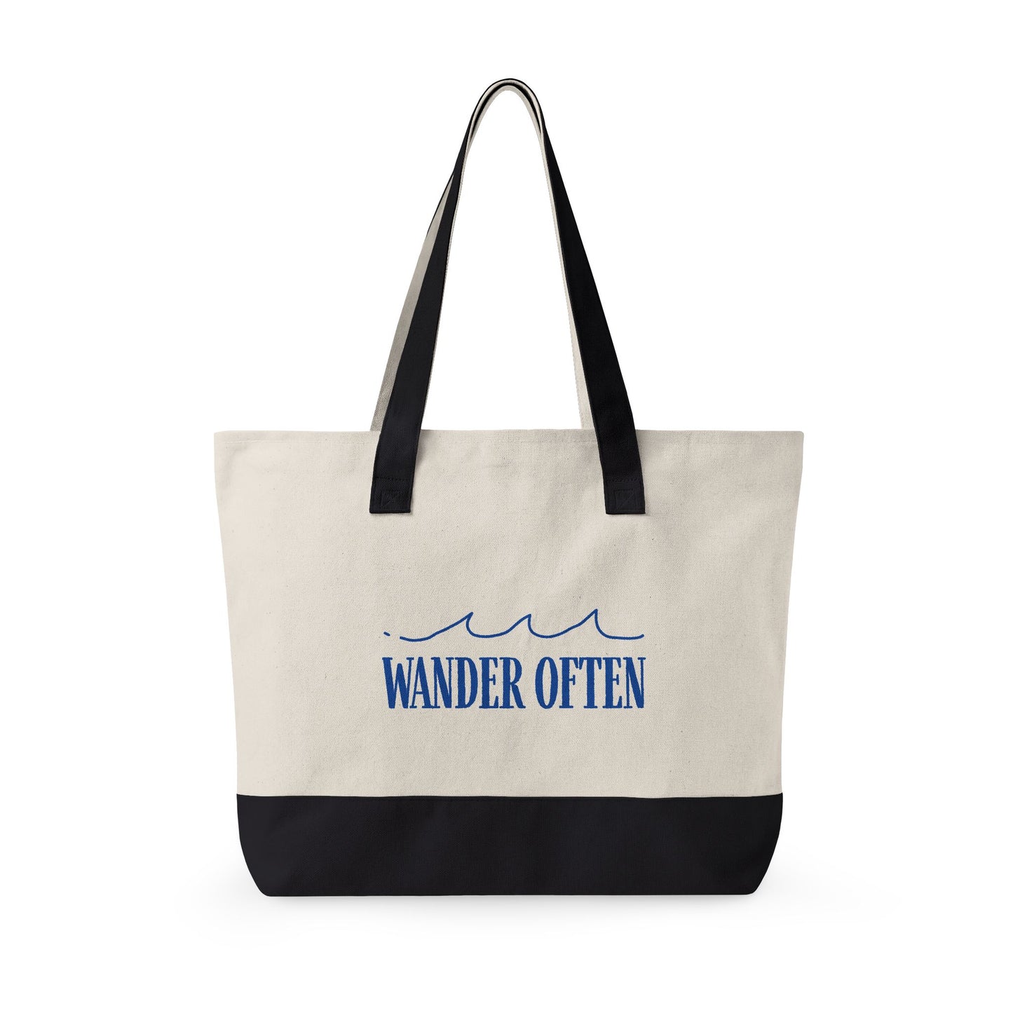 Wander Often Canvas Zippered Tote Bag