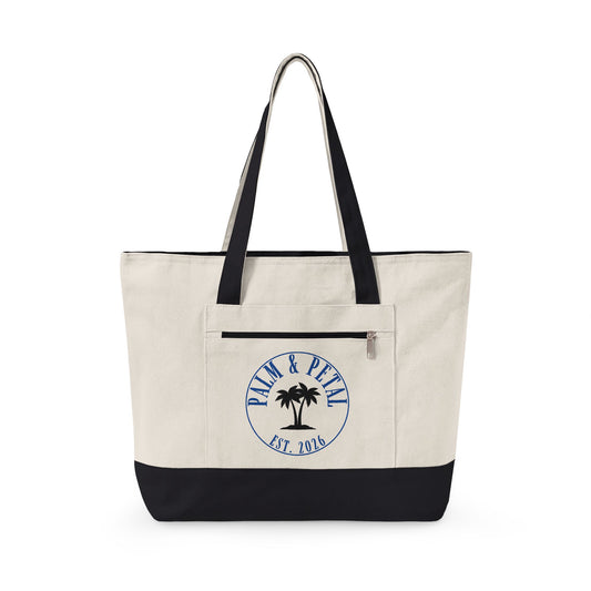 Wander Often Canvas Zippered Tote Bag