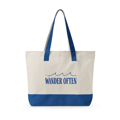 Wander Often Canvas Zippered Tote Bag